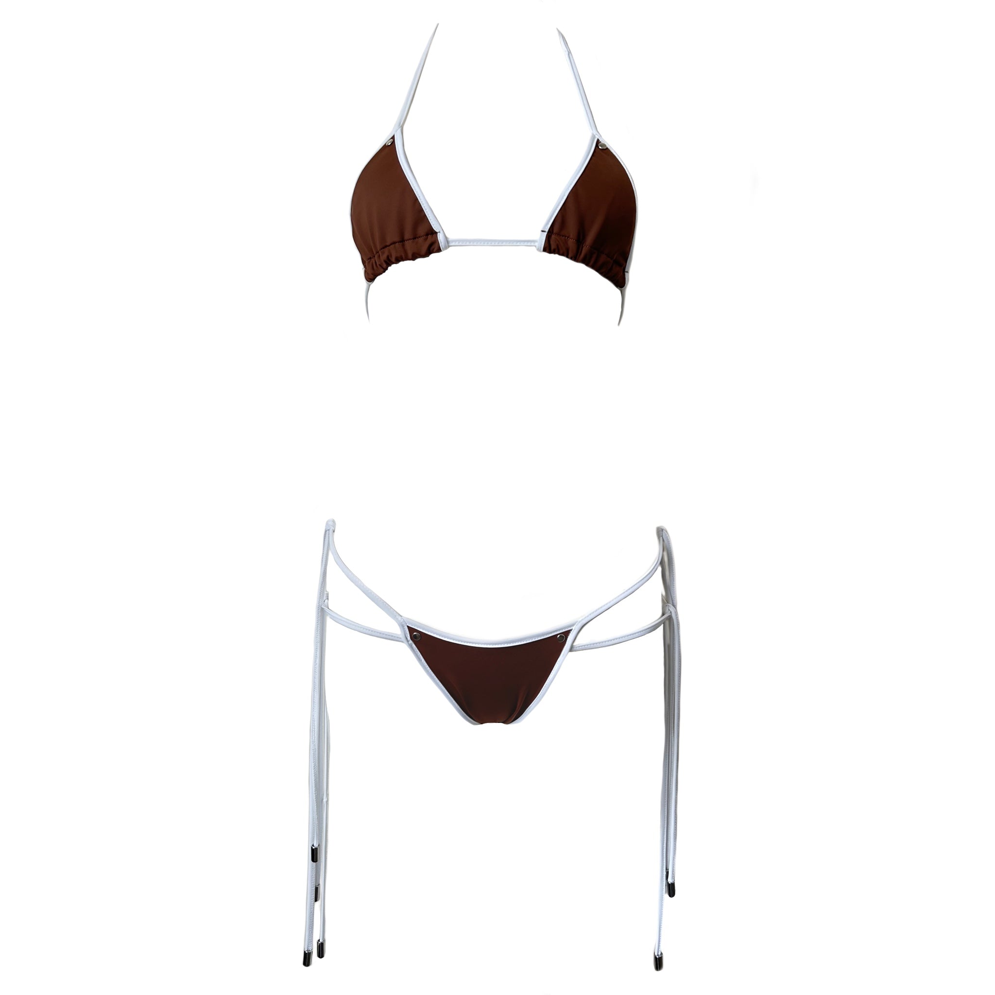 Brown & White Bikini Set